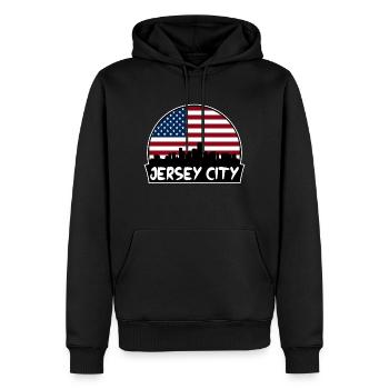 Jersey City New Jersey États-Unis Flag Skyline Silhouette - Sweat à capuche Premium bio Homme - noir - Devant - Nico (187cm)