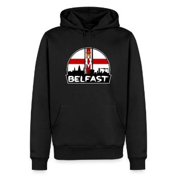 Belfast Nordirland Flagge Skyline Silhouette T - Männer Premium Bio Hoodie - Schwarz - Vorne - Nico (187cm)