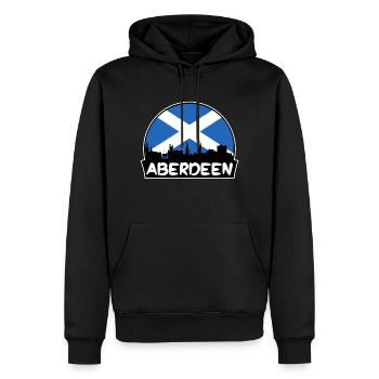 Aberdeen Scotland Flag Skyline Silhouette Voyage - Sweat à capuche Premium bio Homme - noir - Devant - Nico (187cm)