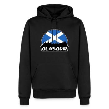 Glasgow Scotland Flag Skyline Silhouette Travel - Men’s Premium Organic Hoodie - black - Front - Nico (187cm)