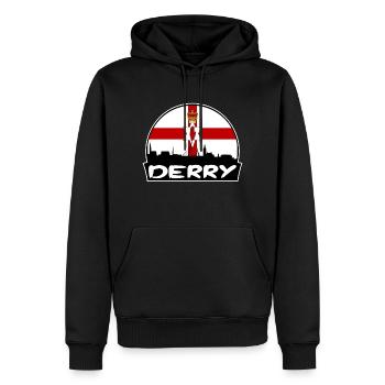 Derry Nordirland Flagge Skyline Silhouette Tra - Männer Premium Bio Hoodie - Schwarz - Vorne - Nico (187cm)