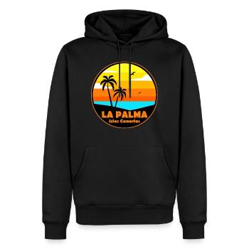 La Palma - Männer Premium Bio Hoodie - Schwarz - Vorne - Nico (187cm)