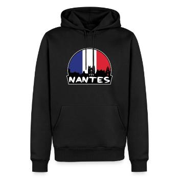 Nantes France Flag Skyline Silhouette Voyage - Sweat à capuche Premium bio Homme - noir - Devant - Nico (187cm)