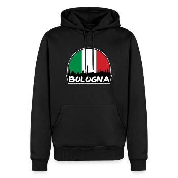 Bologne Italie Flag Skyline Silhouette Voyage - Sweat à capuche Premium bio Homme - noir - Devant - Nico (187cm)