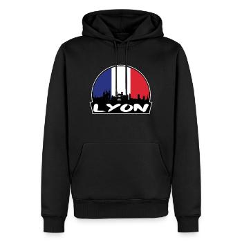 Lyon Frankreich Flagge Skyline Silhouette Reisen - Männer Premium Bio Hoodie - Schwarz - Vorne - Nico (187cm)