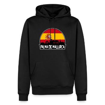 Palma de Majorque Espagne Flag Skyline Silhouette Tr - Sweat à capuche Premium bio Homme - noir - Devant - Nico (187cm)