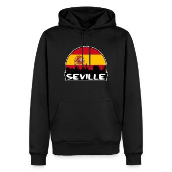 Séville Espagne Flag Skyline Silhouette Voyage - Sweat à capuche Premium bio Homme - noir - Devant - Nico (187cm)