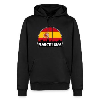 Barcelona Spanien Flagge Skyline Silhouette Reisen - Männer Premium Bio Hoodie - Schwarz - Vorne - Nico (187cm)