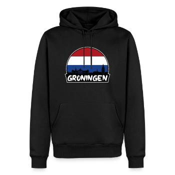 Groningen Niederlande Flagge Skyline Silhouette Trav - Männer Premium Bio Hoodie - Schwarz - Vorne - Nico (187cm)