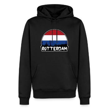 Rotterdam Niederlande Flagge Skyline Silhouette Trav - Männer Premium Bio Hoodie - Schwarz - Vorne - Nico (187cm)