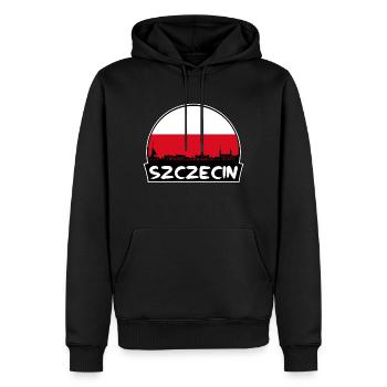 Szczecin Pologne Flag Skyline Silhouette Voyage - Sweat à capuche Premium bio Homme - noir - Devant - Nico (187cm)