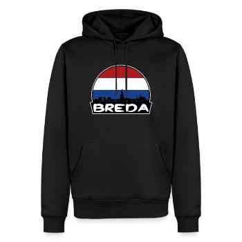 Breda Pays-Bas Flag Skyline Silhouette Voyage - Sweat à capuche Premium bio Homme - noir - Devant - Nico (187cm)