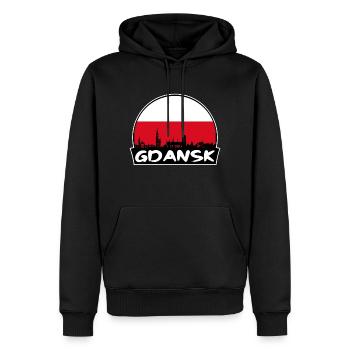 Danzig Polen Flagge Skyline Silhouette Reiseabzeichen - Männer Premium Bio Hoodie - Schwarz - Vorne - Nico (187cm)