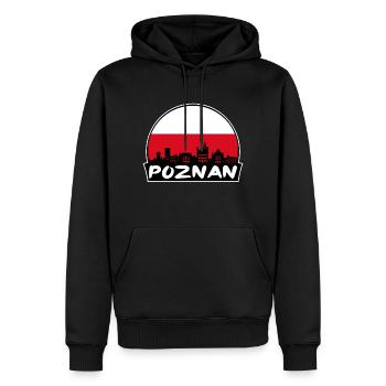 Poznan Pologne Flag Skyline Silhouette Voyage - Sweat à capuche Premium bio Homme - noir - Devant - Nico (187cm)