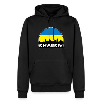 Charkiw Ukraine Flagge Skyline Silhouette Reisen - Männer Premium Bio Hoodie - Schwarz - Vorne - Nico (187cm)