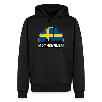 Göteborg Suède Flag Skyline Silhouette Voyage - Sweat à capuche Premium bio Homme - noir - Devant - Nico (187cm)