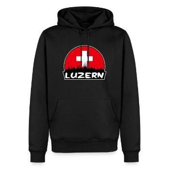 Luzern Schweiz Flagge Skyline Silhouette Reisen - Männer Premium Bio Hoodie - Schwarz - Vorne - Nico (187cm)