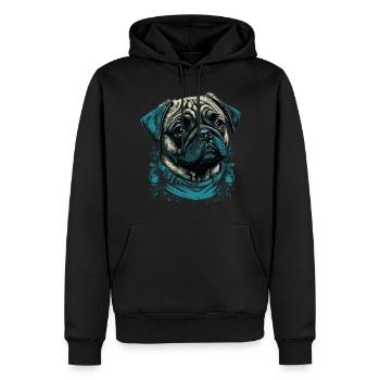Kleiner Mops Hund - Männer Premium Bio Hoodie - Schwarz - Vorne - Nico (187cm)