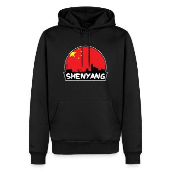 Shenyang Chine Flag Skyline Silhouette Voyage - Sweat à capuche Premium bio Homme - noir - Devant - Nico (187cm)