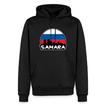 Samara Russie Flag Skyline Silhouette Voyage - Sweat à capuche Premium bio Homme - noir - Devant - Nico (187cm)
