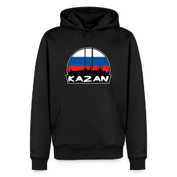 Kazan Russie Flag Skyline Silhouette Voyage - Sweat à capuche Premium bio Homme - noir - Devant - Nico (187cm)
