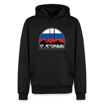 Saint-Pétersbourg Russie Flag Skyline Silhouette Trave - Sweat à capuche Premium bio Homme - noir - Devant - Nico (187cm)