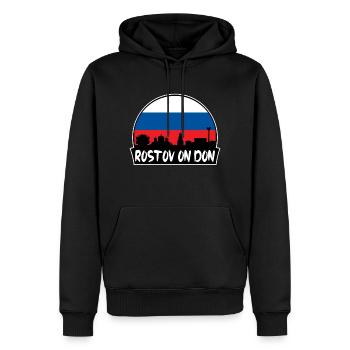 Rostov On Don Russie Flag Skyline Silhouette Trave - Sweat à capuche Premium bio Homme - noir - Devant - Nico (187cm)