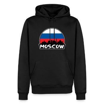 Moscou Russie Flag Skyline Silhouette Voyage - Sweat à capuche Premium bio Homme - noir - Devant - Nico (187cm)