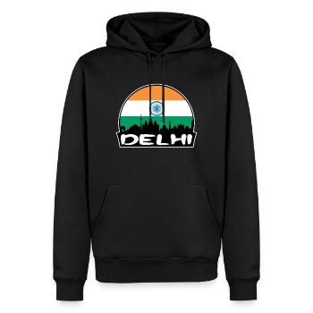 Delhi Indien Flagge Skyline Silhouette Reisen - Männer Premium Bio Hoodie - Schwarz - Vorne - Nico (187cm)