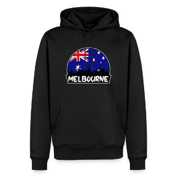 Melbourne Australie Drapeau Skyline Silhouette Voyage - Sweat à capuche Premium bio Homme - noir - Devant - Nico (187cm)