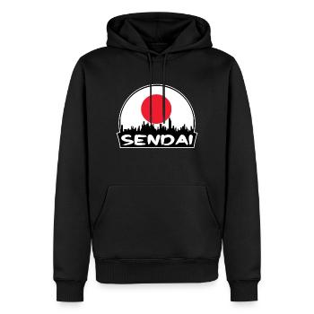 Sendai Japan Flagge Skyline Silhouette Reisen - Männer Premium Bio Hoodie - Schwarz - Vorne - Nico (187cm)