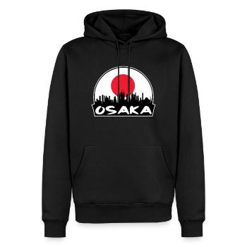 Osaka Japon Flag Skyline Silhouette Voyage - Sweat à capuche Premium bio Homme - noir - Devant - Nico (187cm)
