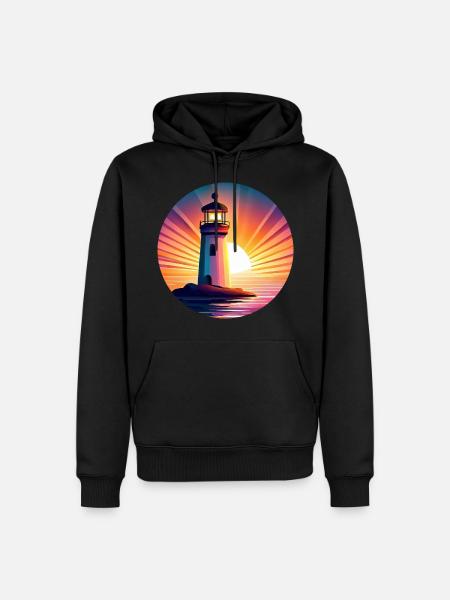 Lighthouse at sunset - Picturesque - Men’s Premium Organic Hoodie - black