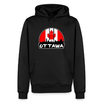 Ottawa Canada Drapeau Skyline Silhouette Voyage - Sweat à capuche Premium bio Homme - noir - Devant - Nico (187cm)