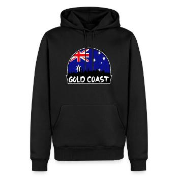 Gold Coast Australien Flagge Skyline Silhouette Trave - Männer Premium Bio Hoodie - Schwarz - Vorne - Nico (187cm)