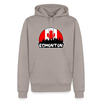 Edmonton Canada Flag Skyline Silhouette Travel - Sweat à capuche Premium bio Homme - taupe - Devant - Nico (187cm)