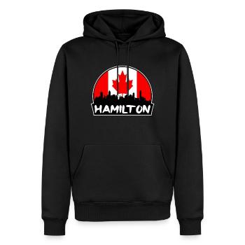 Hamilton Canada Flag Skyline Silhouette Travel - Men’s Premium Organic Hoodie - black - Front - Nico (187cm)