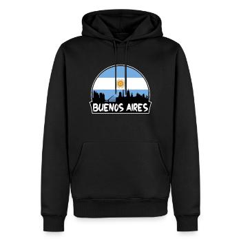 Buenos Aires Argentine Flag Skyline Silhouette Tra - Sweat à capuche Premium bio Homme - noir - Devant - Nico (187cm)