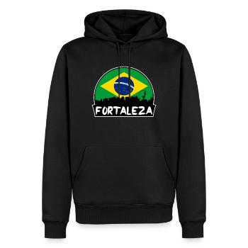 Fortaleza Brésil Flag Skyline Silhouette Voyage - Sweat à capuche Premium bio Homme - noir - Devant - Nico (187cm)