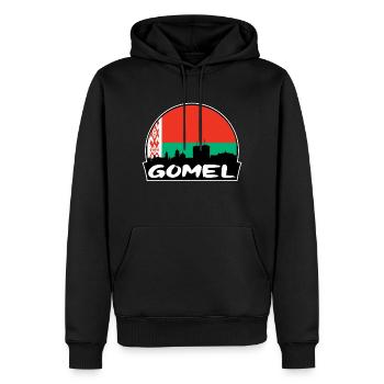 Gomel Belarus Flag Skyline Silhouette Travel - Men’s Premium Organic Hoodie - black - Front - Nico (187cm)