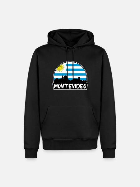 Montevideo Uruguay Flag Skyline Silhuet Rejse - Herre Premium økologisk hoodie - sort