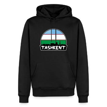 Taschkent Usbekistan Flagge Skyline Silhouette Reisen - Männer Premium Bio Hoodie - Schwarz - Vorne - Nico (187cm)