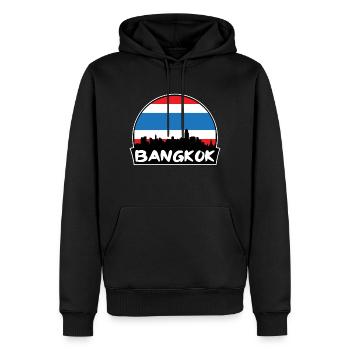 Bangkok Thaïlande Flag Skyline Silhouette Voyage - Sweat à capuche Premium bio Homme - noir - Devant - Nico (187cm)