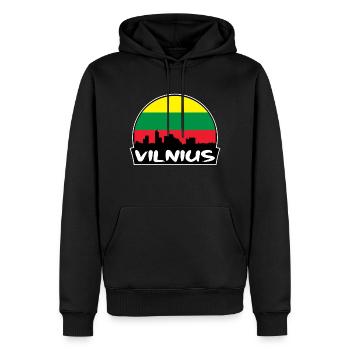 Vilnius Lituanie Flag Skyline Silhouette Voyage - Sweat à capuche Premium bio Homme - noir - Devant - Nico (187cm)