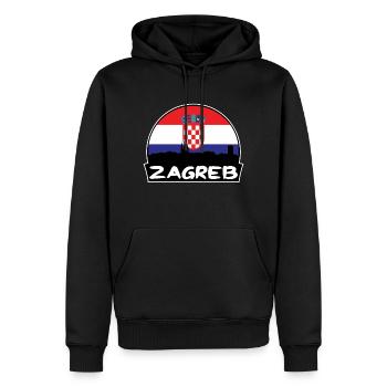 Zagreb Croatie Flag Skyline Silhouette Voyage - Sweat à capuche Premium bio Homme - noir - Devant - Nico (187cm)
