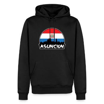 Asuncion Paraguay Flag Skyline Silhouette Voyage - Sweat à capuche Premium bio Homme - noir - Devant - Nico (187cm)
