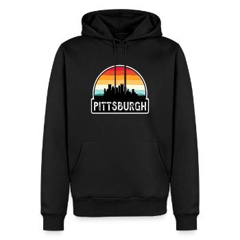 Pittsburgh Pennsylvanie États-Unis Drapeau Skyline Voyage So - Sweat à capuche Premium bio Homme - noir - Devant - Nico (187cm)