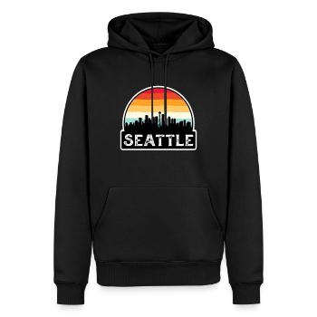 Seattle, Washington, États-Unis, Drapeau, Skyline, Voyage, Souveni - Sweat à capuche Premium bio Homme - noir - Devant - Nico (187cm)