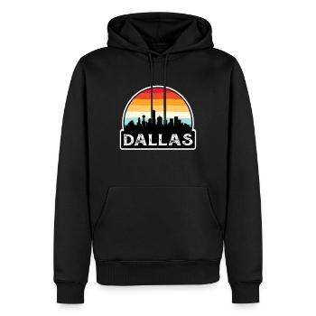 Dallas, Texas, drapeau des États-Unis, Skyline, souvenir de voyage - Sweat à capuche Premium bio Homme - noir - Devant - Nico (187cm)