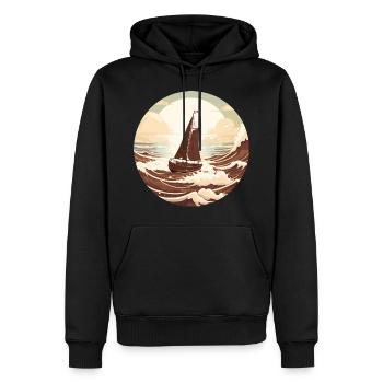 Naviguer au coucher du soleil - design chocolaté - Sweat à capuche Premium bio Homme - noir - Devant - Nico (187cm)
